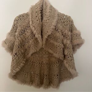 Dolce Cabo Fur Cardigan Rabbit Beige Womens Size Medium
